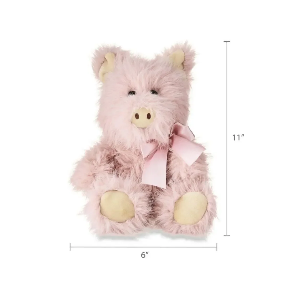 Easter Valentine's Birthday Medium Pink Furry Pig Plush 11
